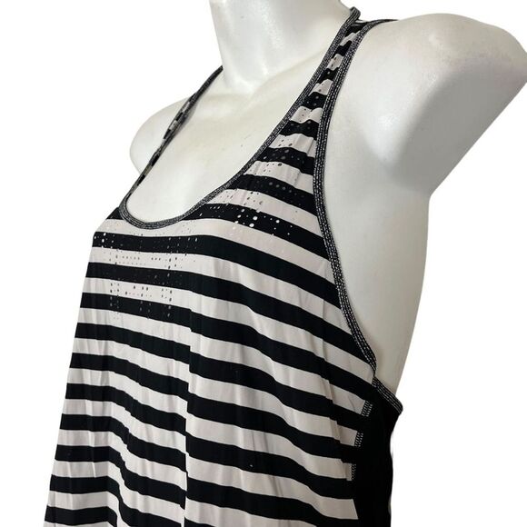 LULULEMON ATHLETICA White Black Racerback Tank Top Shirt Striped Perforated XS - Picture 9 of 16
